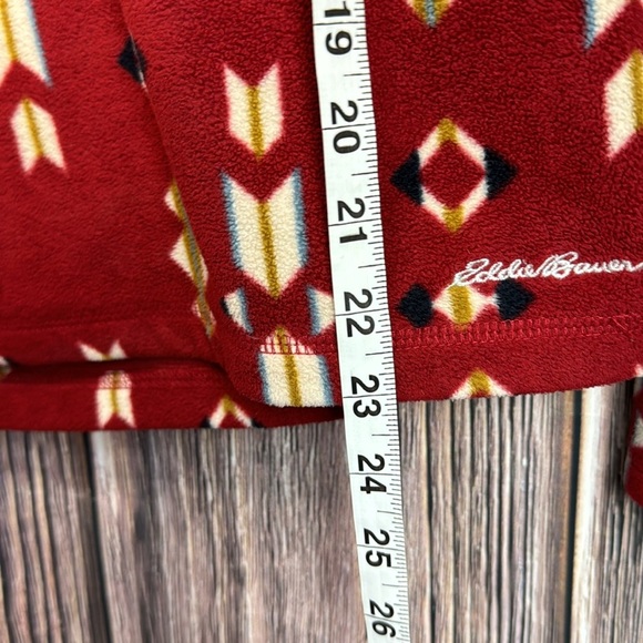 Eddie Bauer Quarter Zip Aztec Print Pullover Fleece Red Women's Size XS - Picture 6 of 9